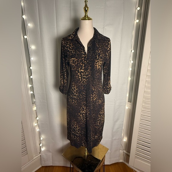 Sweet Long Sleeve Brown and Black Dress - Picture 1 of 7